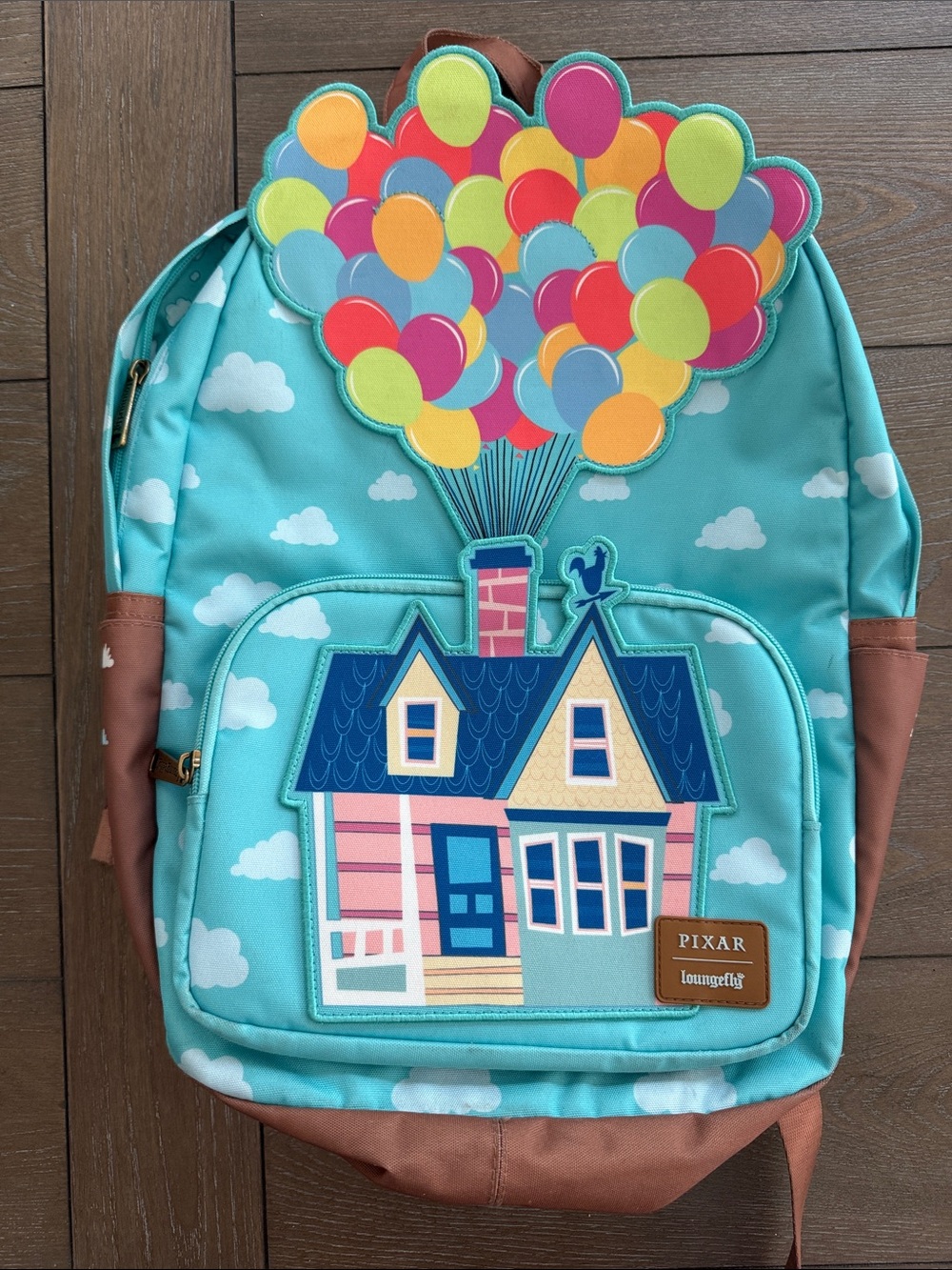 Loungefly FULL SIZE Teal Backpack with Colorful Balloon House